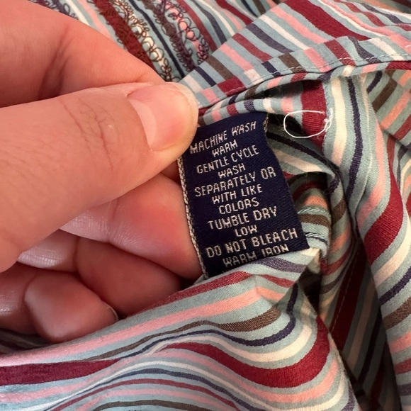 Robert Graham Mens Stripe Flip Cuff Long Sleeve Button Down Shirt Size S - Picture 7 of 9